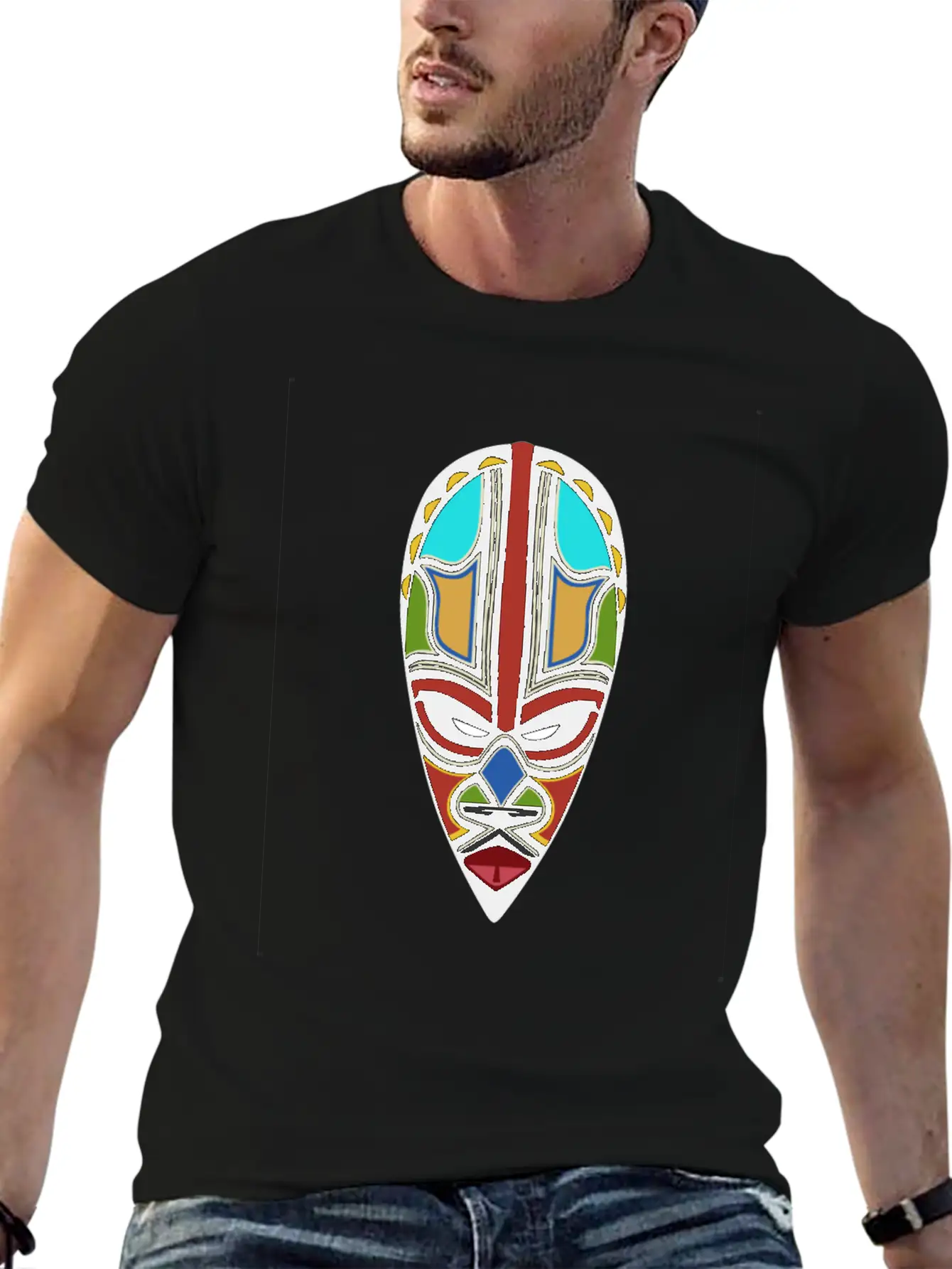 African Tribal Mask Essential Cotton Tee For Daily Outfits – Unisex Style
