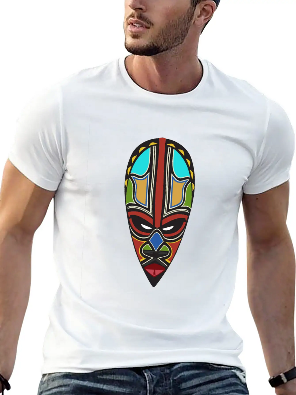 African Tribal Mask Essential Cotton Tee For Daily Outfits – Unisex Style