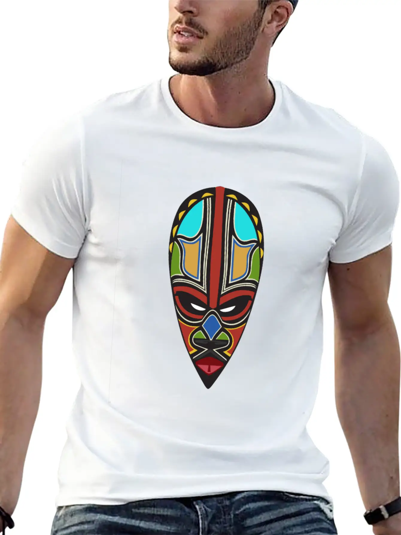 African Tribal Mask Essential Cotton Tee For Daily Outfits – Unisex Style