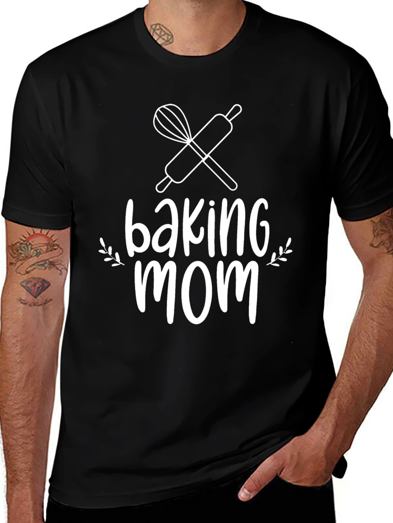 Baking Mom T-Shirt - Whisk & Rolling Pin Design