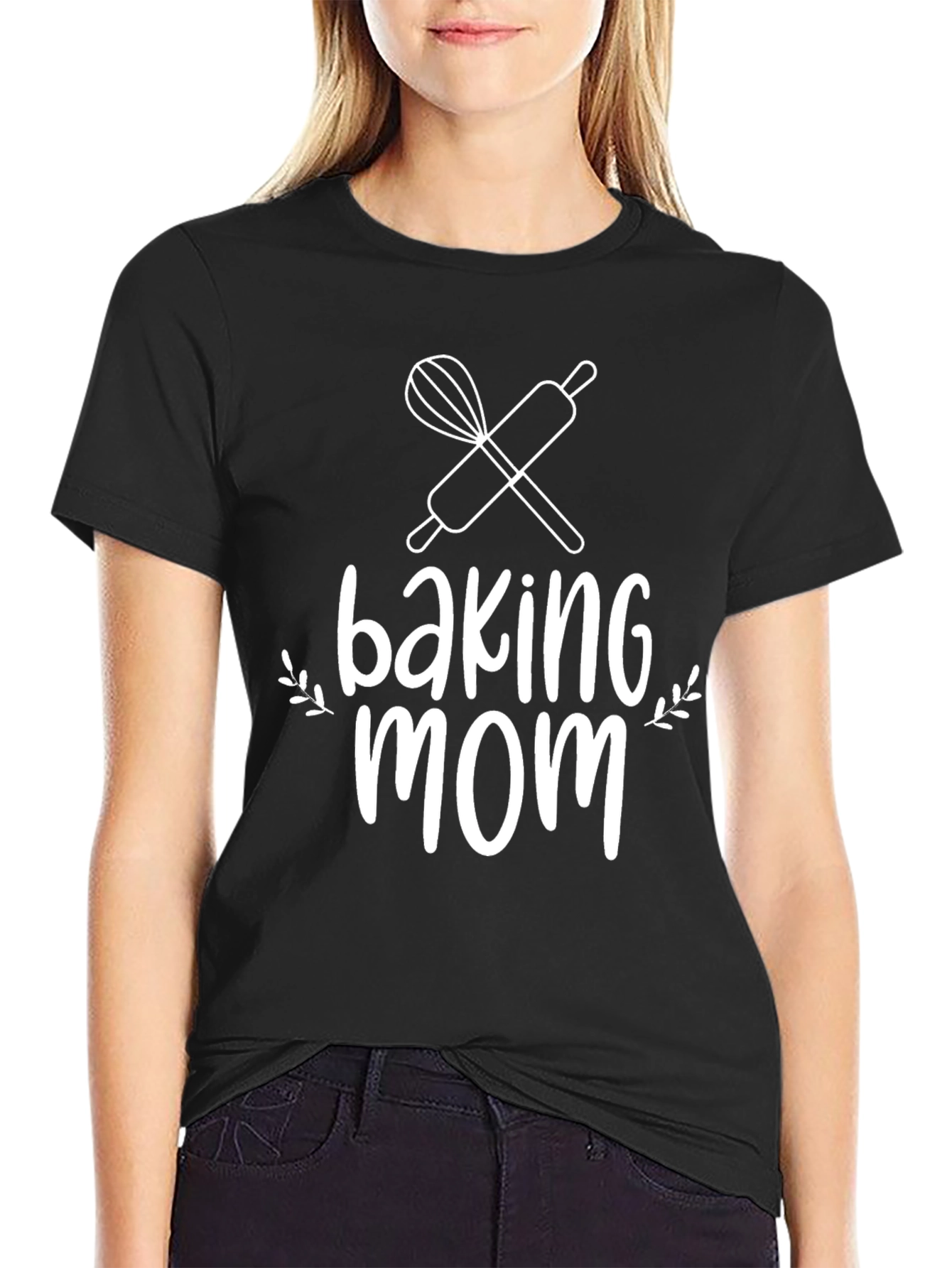 Baking Mom T-Shirt - Whisk & Rolling Pin Design