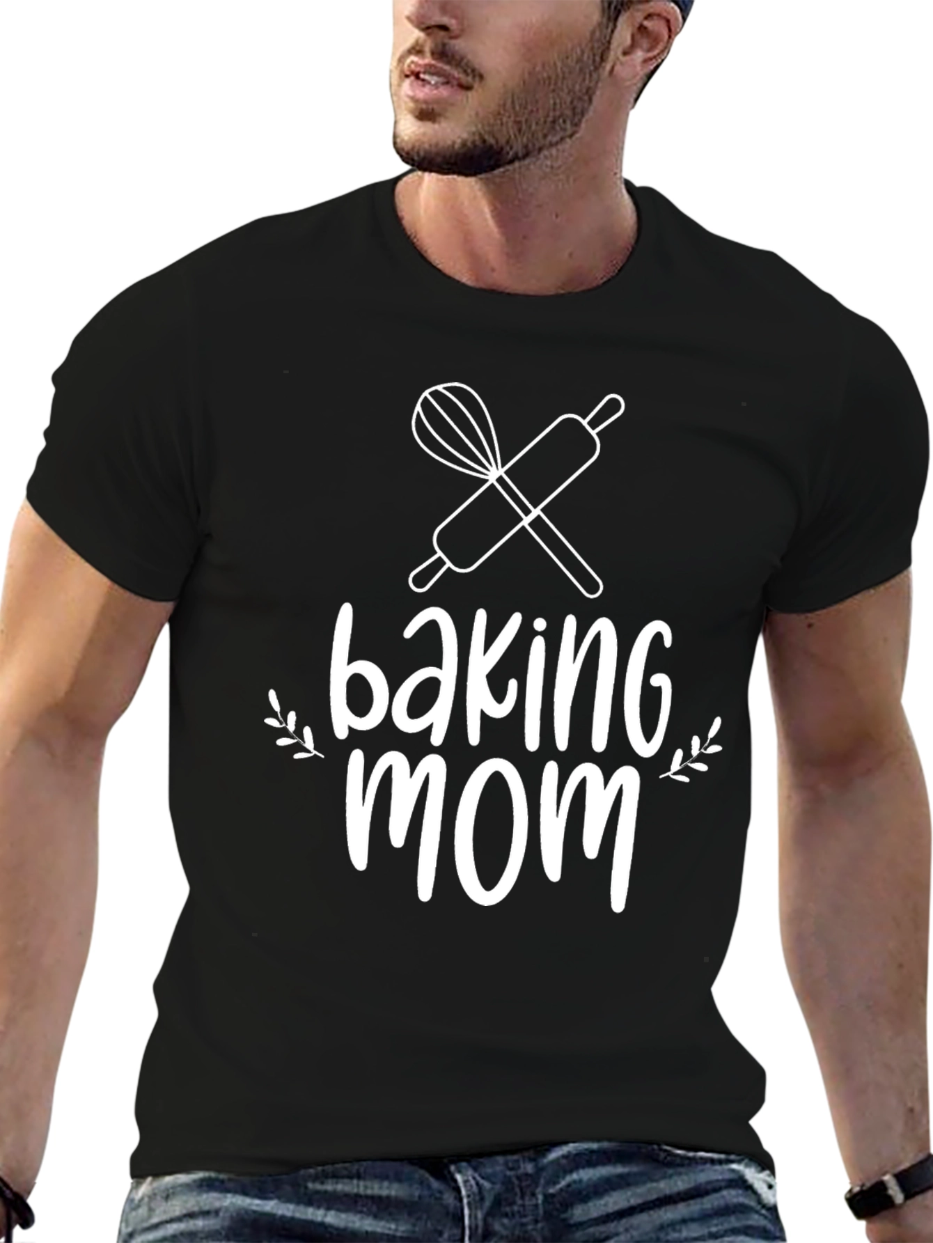 Baking Mom T-Shirt - Whisk & Rolling Pin Design