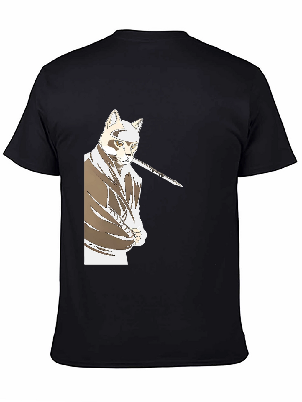 Samurai Cat T-Shirt - Black Graphic Tee