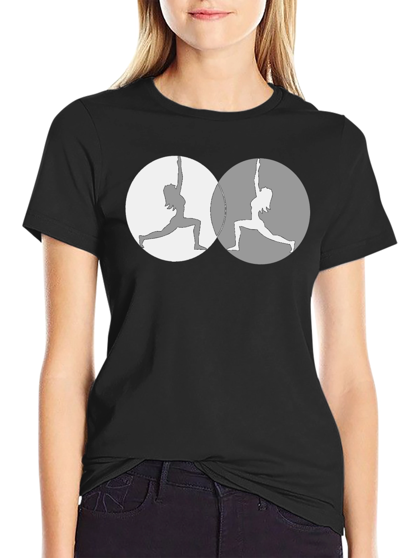 Yin Yang Yoga Pose Graphic Tee - Mens Black T-Shirt