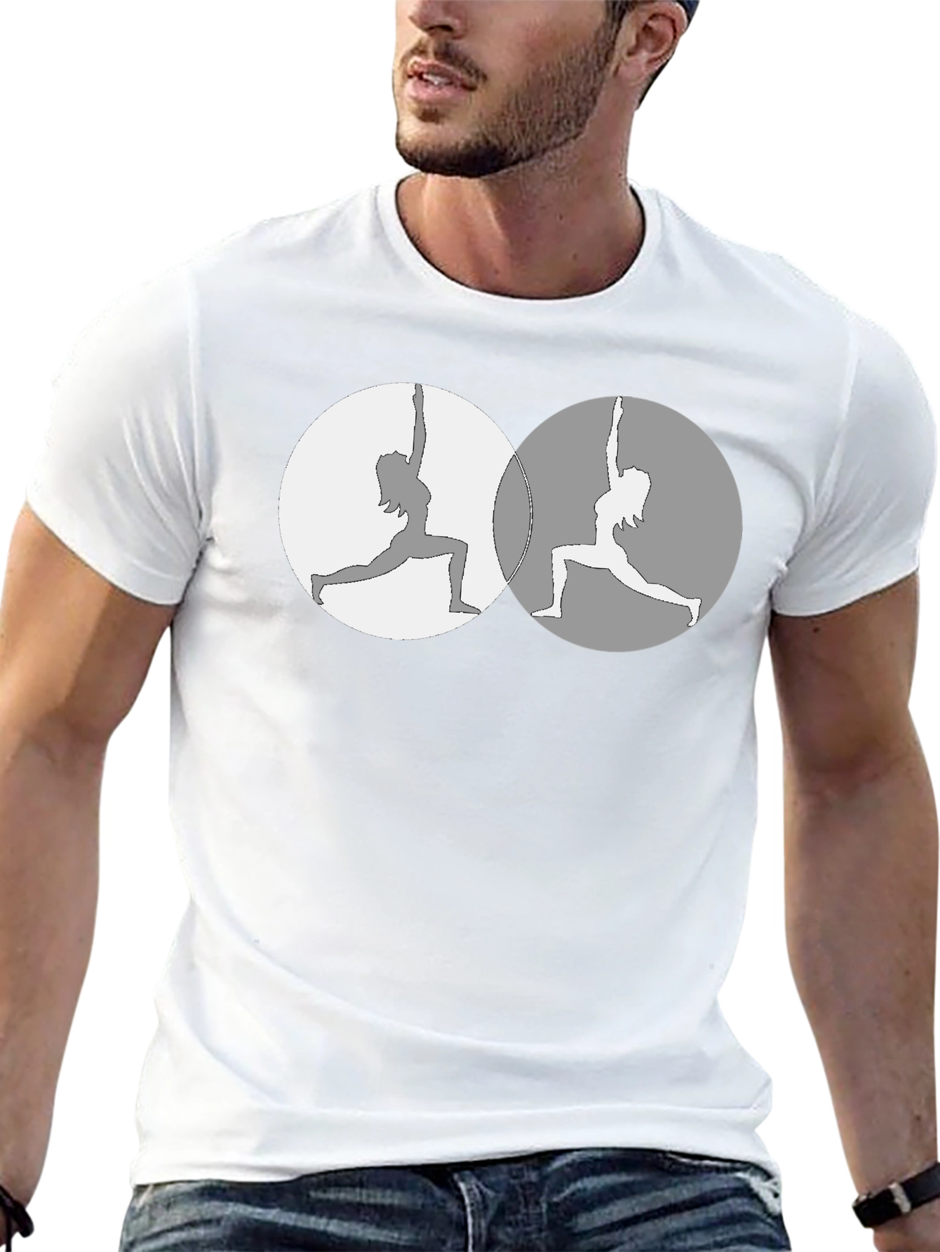 Yin Yang Yoga Pose Graphic Tee - Mens Black T-Shirt