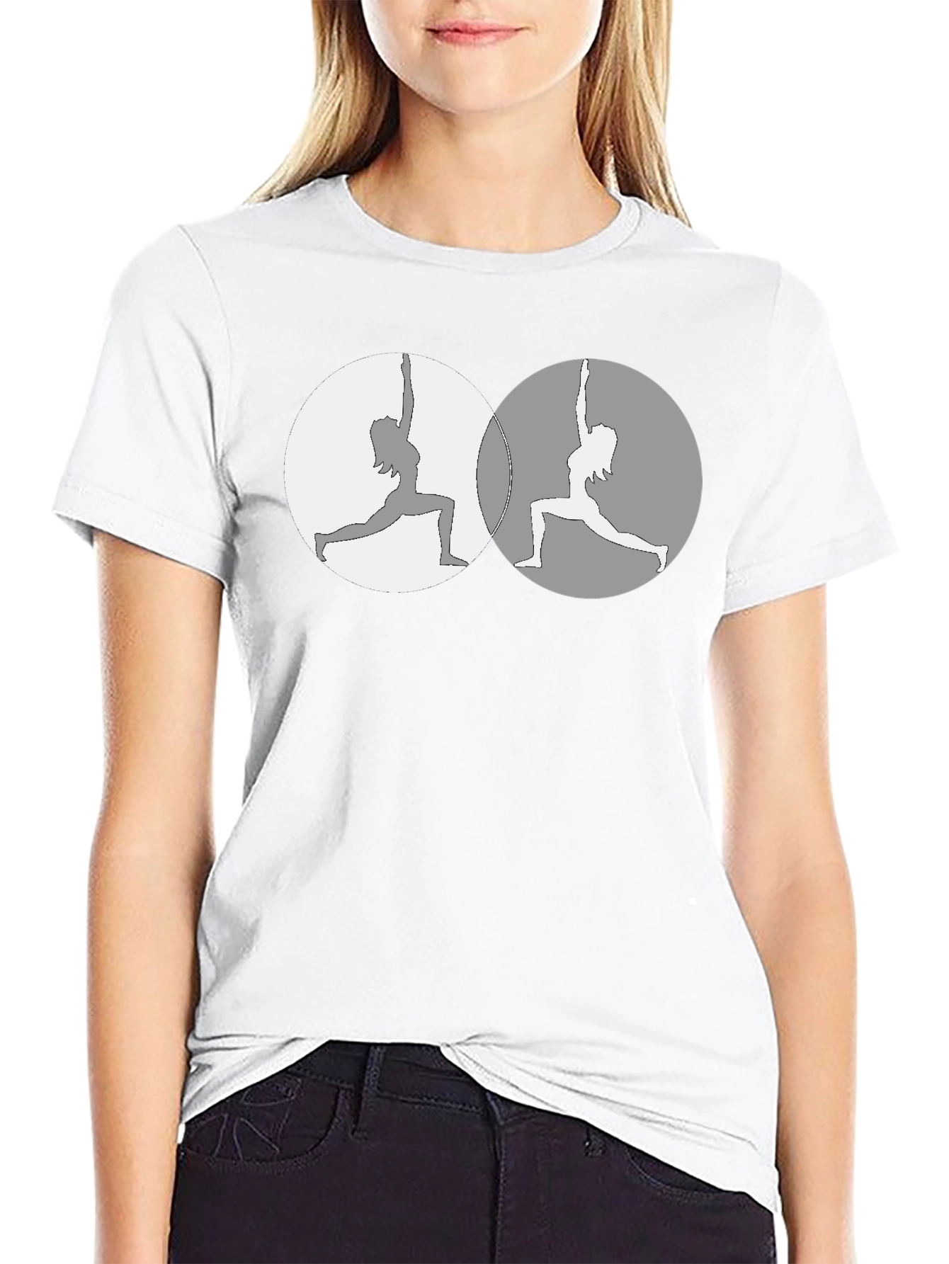 Yin Yang Yoga Pose Graphic Tee - Mens Black T-Shirt