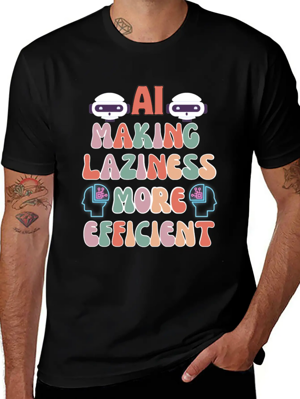 AI Making Laziness More Efficient Classic Fit Graphic Tee For Daily Comfort – Unisex Cotton Shirt
