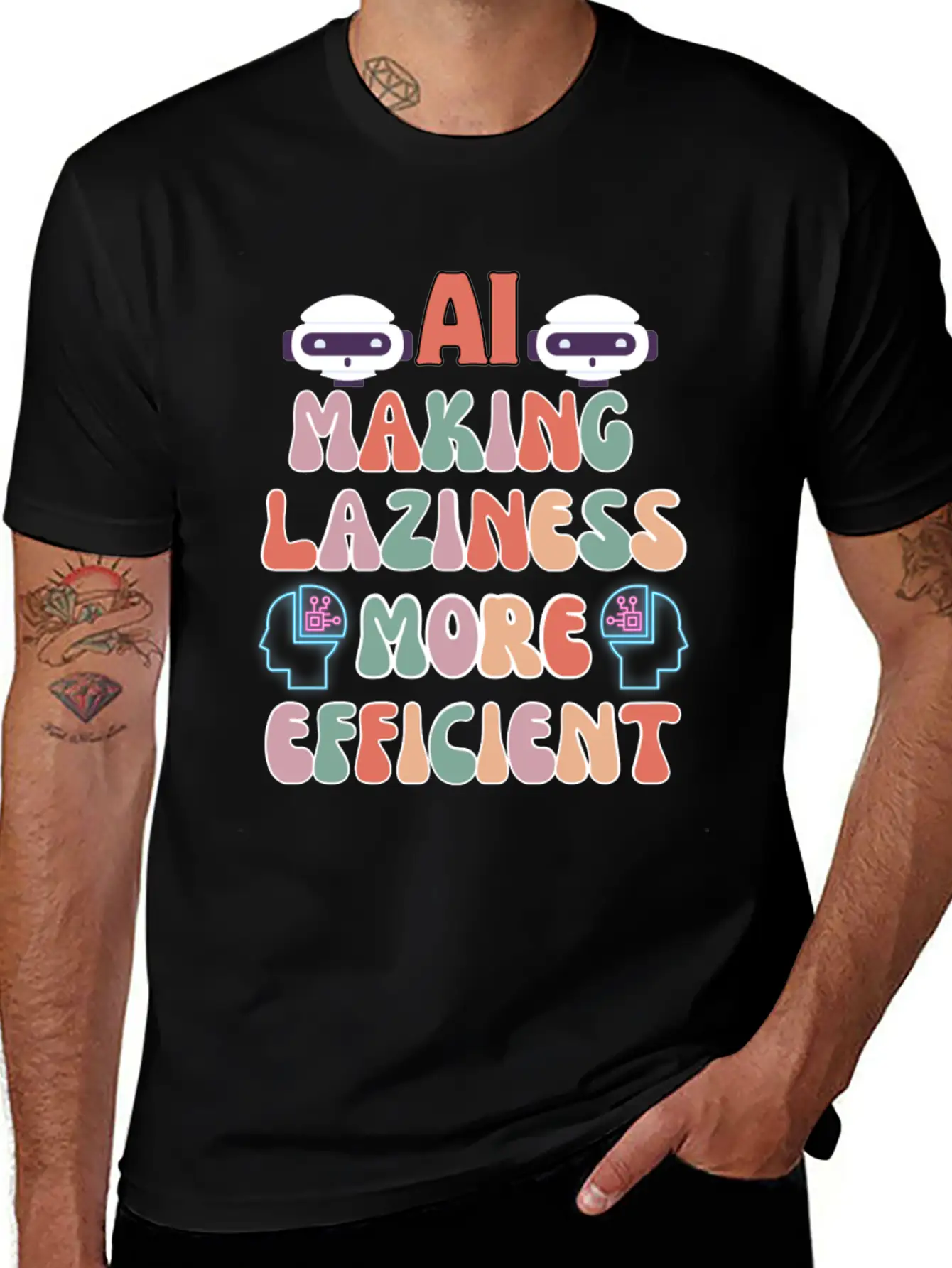 AI Making Laziness More Efficient Classic Fit Graphic Tee For Daily Comfort – Unisex Cotton Shirt