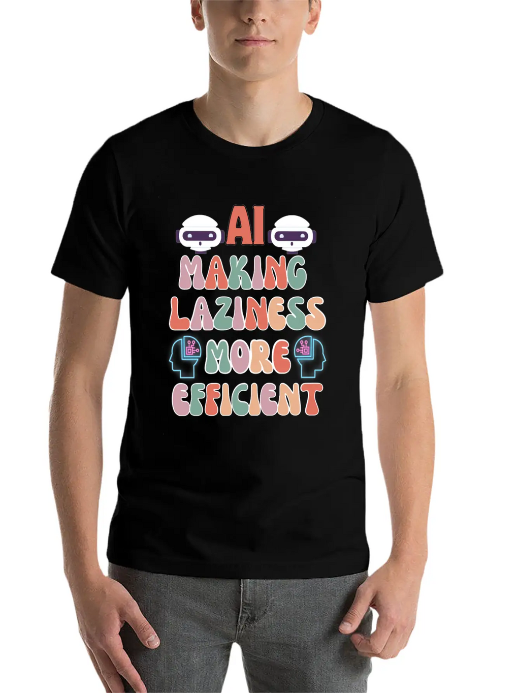 AI Making Laziness More Efficient Classic Fit Graphic Tee For Daily Comfort – Unisex Cotton Shirt