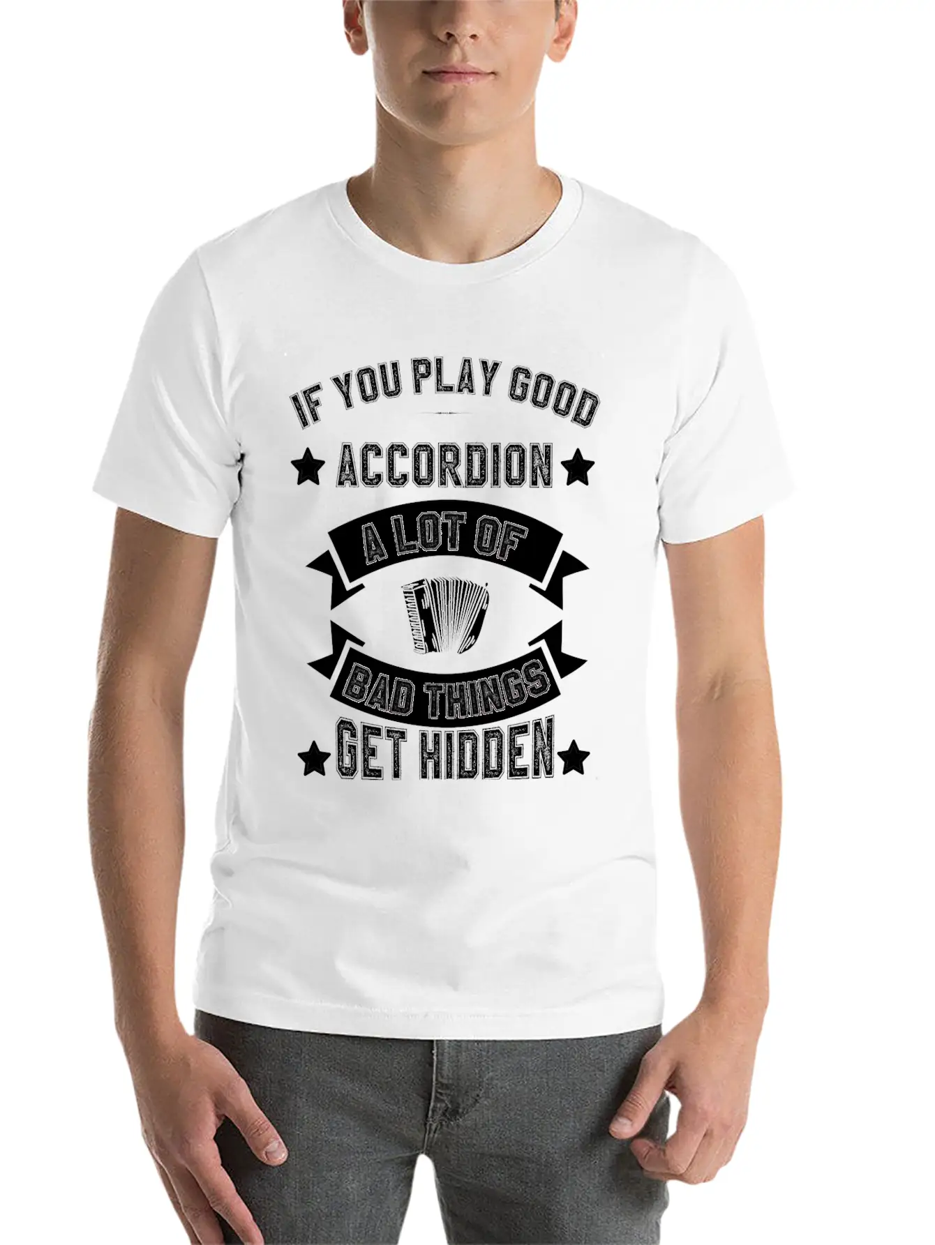 Air Accordion Player Musician Music Accordions Unisex Casual T-Shirt – Clean Design For Daily Comfort
