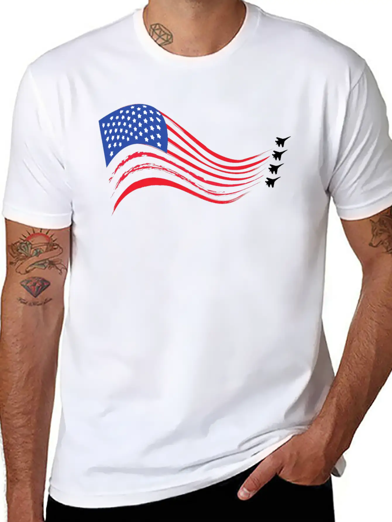 Air Force Fighter Jet Flag Unisex Short Sleeve Soft Cotton T-Shirt – Casual Everyday Wear