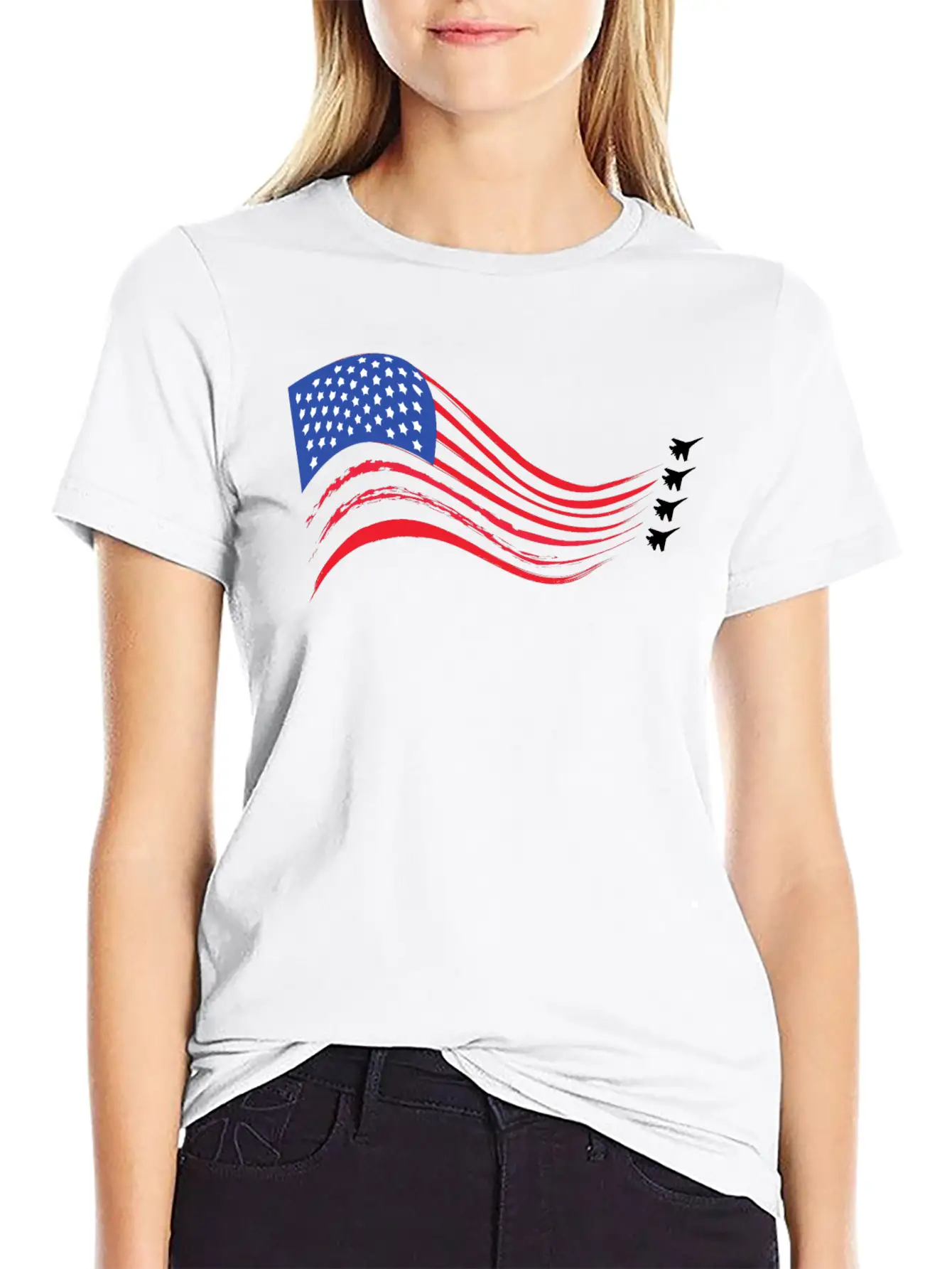 Air Force Fighter Jet Flag Unisex Short Sleeve Soft Cotton T-Shirt – Casual Everyday Wear