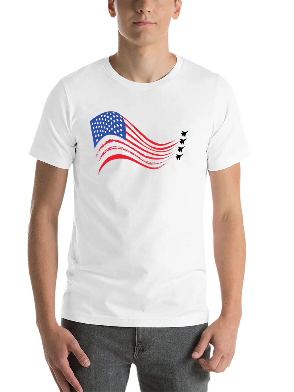Air Force Fighter Jet Flag Unisex Short Sleeve Soft Cotton T-Shirt – Casual Everyday Wear