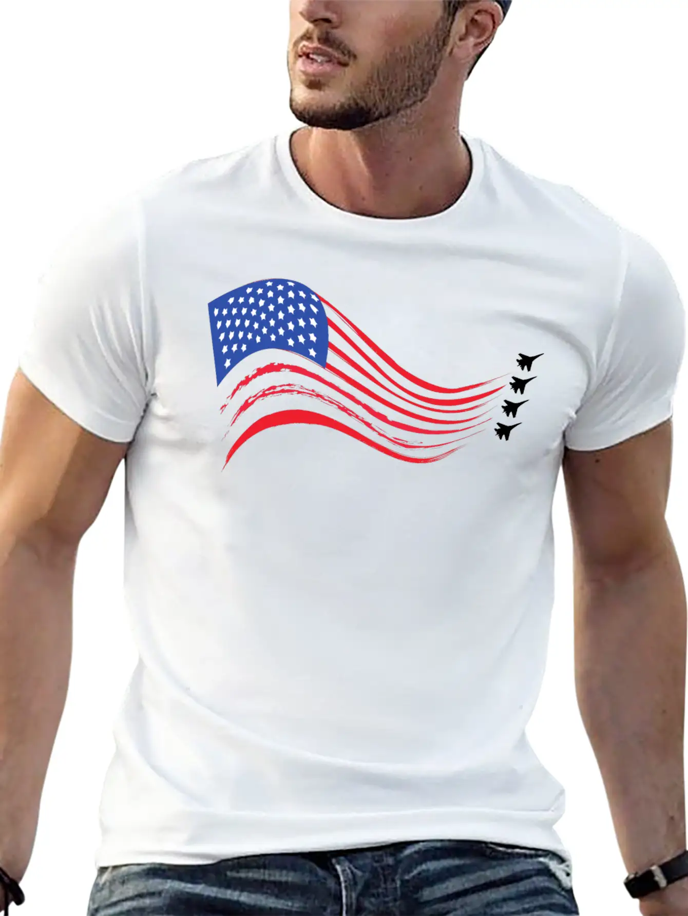 Air Force Fighter Jet Flag Unisex Short Sleeve Soft Cotton T-Shirt – Casual Everyday Wear
