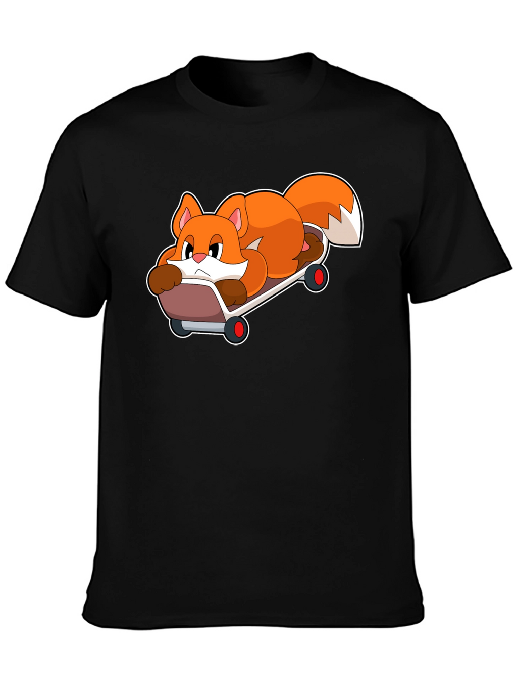 Cool Fox Skateboarder Black T-Shirt