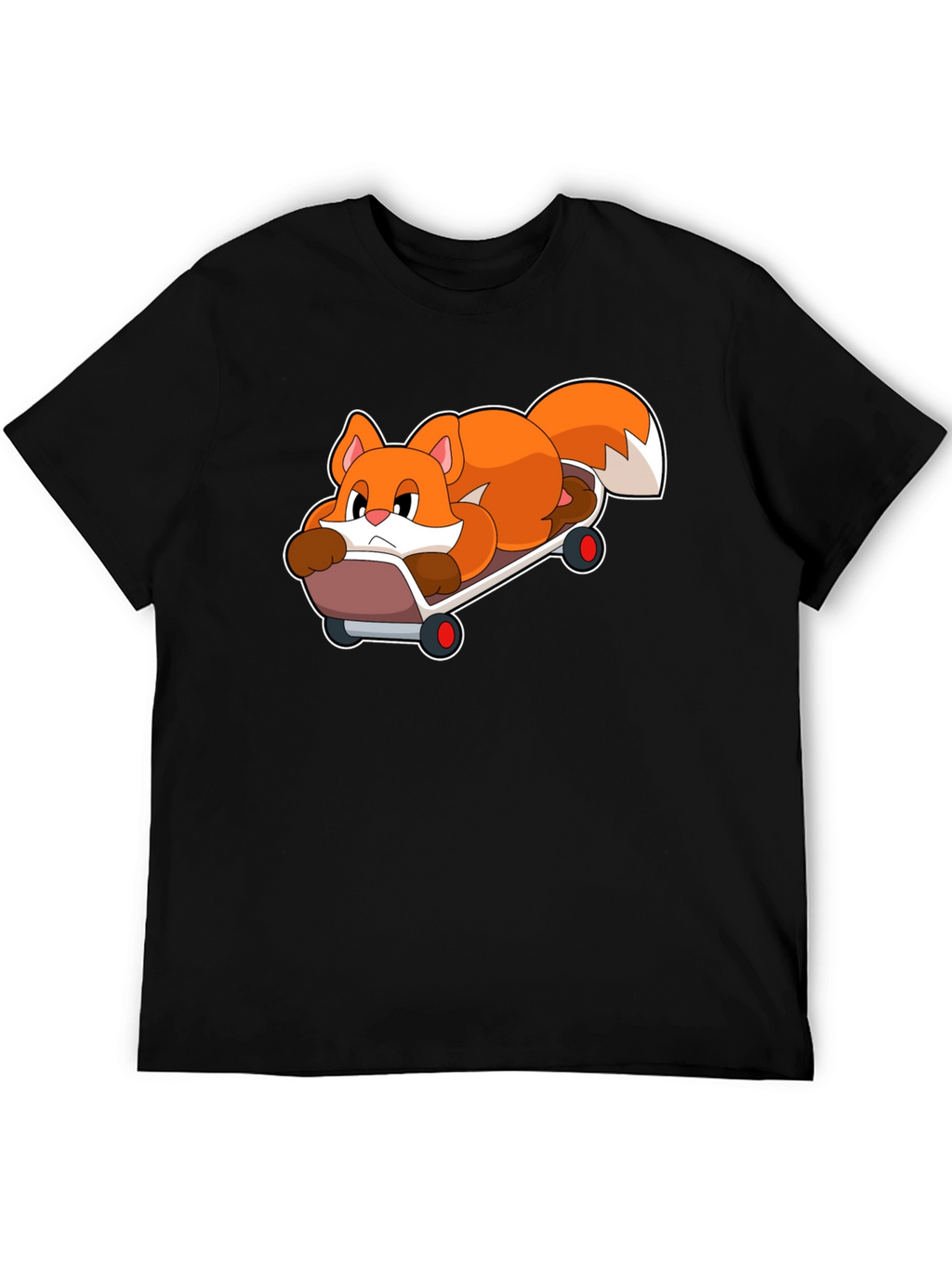 Cool Fox Skateboarder Black T-Shirt