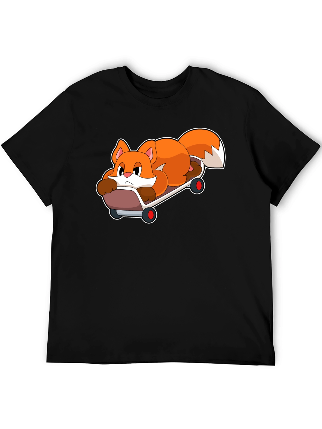 Cool Fox Skateboarder Black T-Shirt
