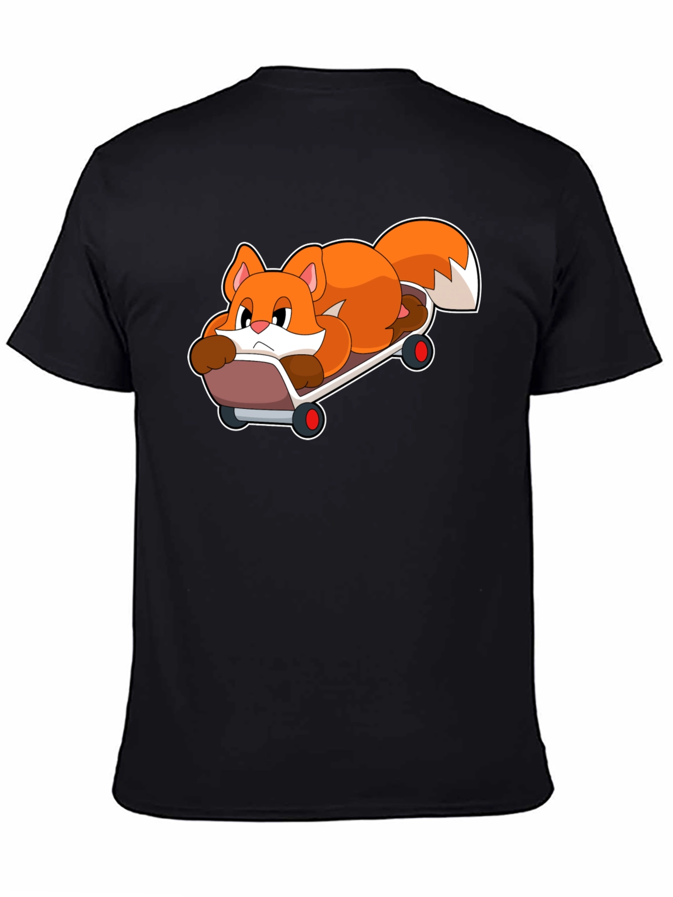 Cool Fox Skateboarder Black T-Shirt