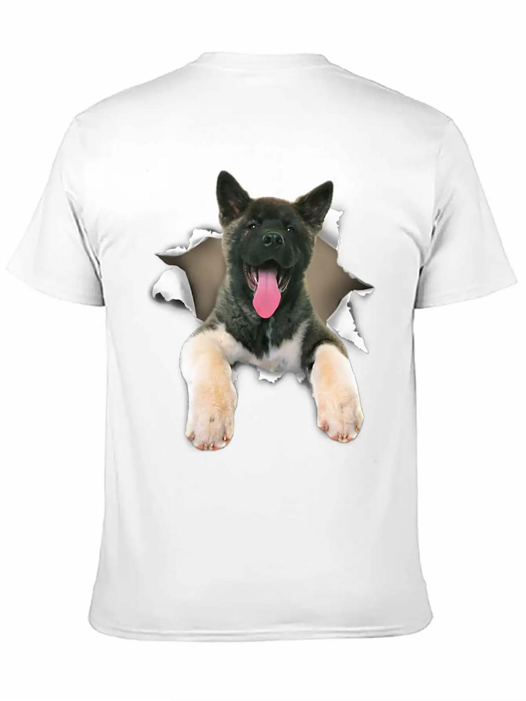 Akita Torn Dog Inside Hole Dog Mid Torn Funny Dog Stylish Everyday T-Shirt – Unisex Basic Cotton Tee