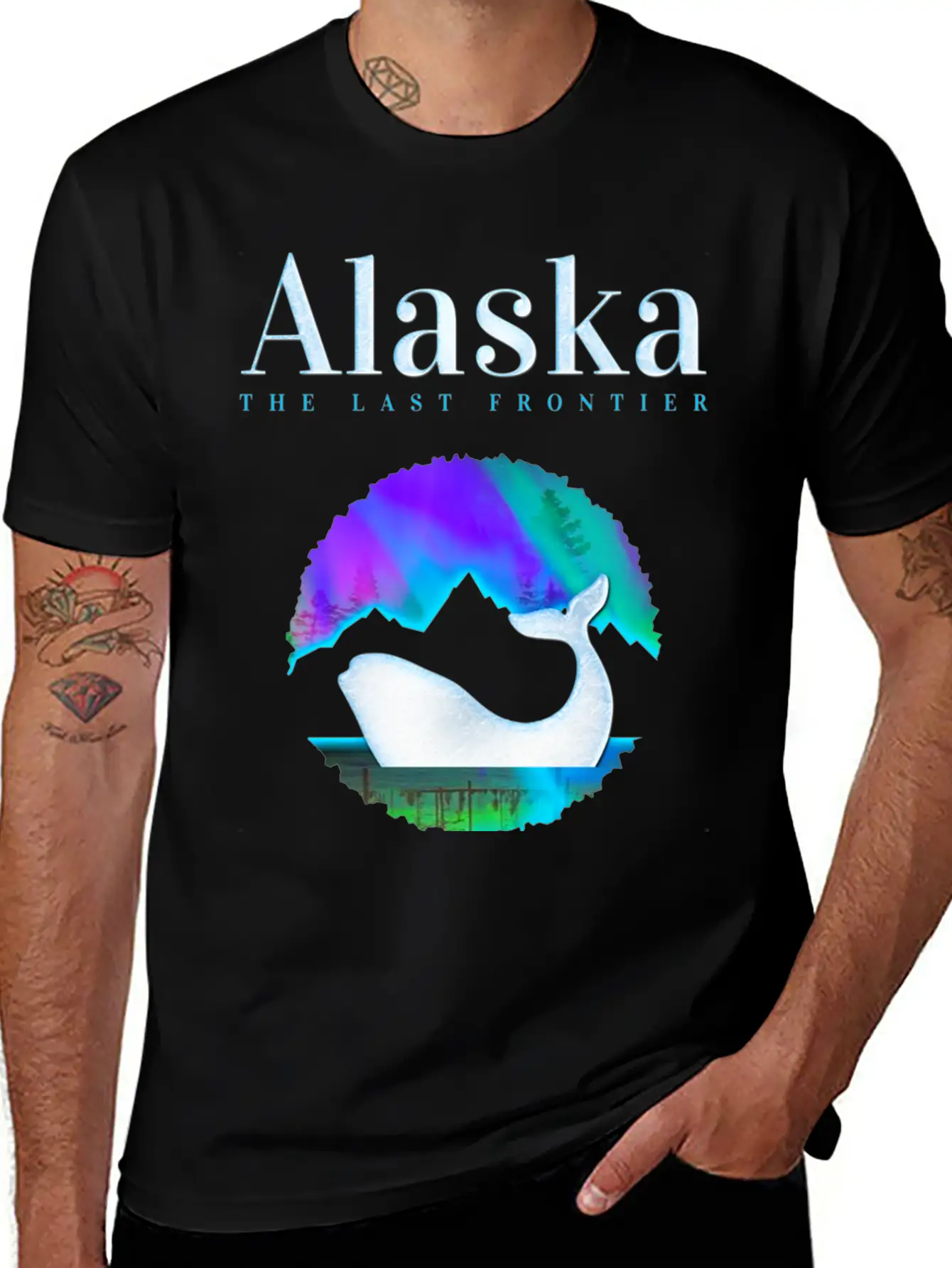 Alaska Northern Lights Orca Whale With Aurora Unisex Casual T-Shirt – Clean Design For Daily Comfort