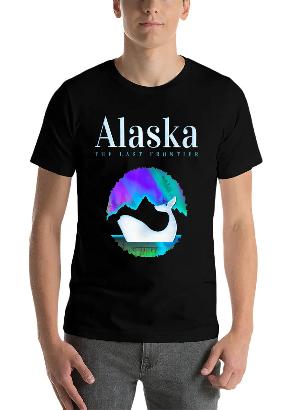 Alaska Northern Lights Orca Whale With Aurora Unisex Casual T-Shirt – Clean Design For Daily Comfort