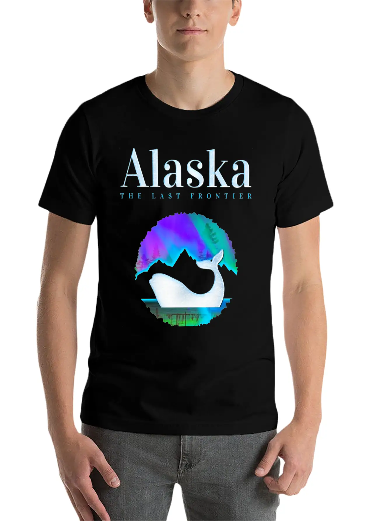 Alaska Northern Lights Orca Whale With Aurora Unisex Casual T-Shirt – Clean Design For Daily Comfort