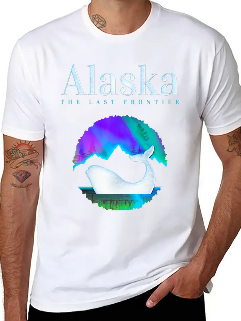 Alaska Northern Lights Orca Whale With Aurora Unisex Casual T-Shirt – Clean Design For Daily Comfort