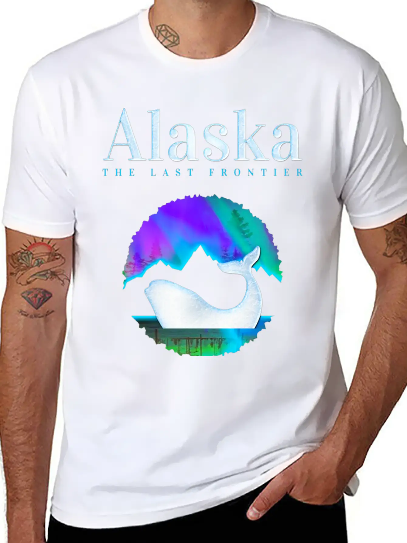 Alaska Northern Lights Orca Whale With Aurora Unisex Casual T-Shirt – Clean Design For Daily Comfort