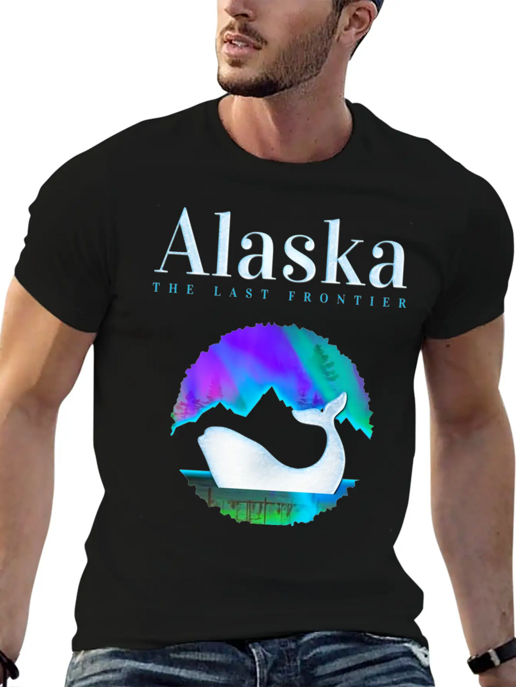Alaska Northern Lights Orca Whale With Aurora Unisex Casual T-Shirt – Clean Design For Daily Comfort