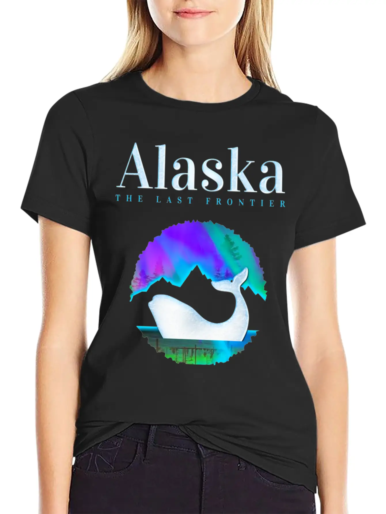Alaska Northern Lights Orca Whale With Aurora Unisex Casual T-Shirt – Clean Design For Daily Comfort