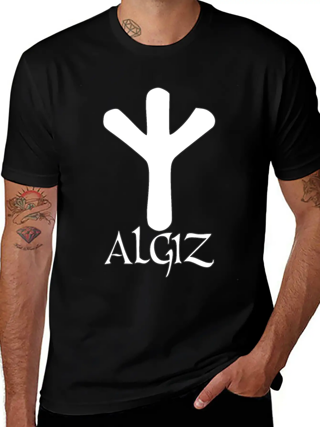 Algiz Rune Protection Rune Magical Powers Breathable Soft Cotton T-Shirt – Timeless Casual Look