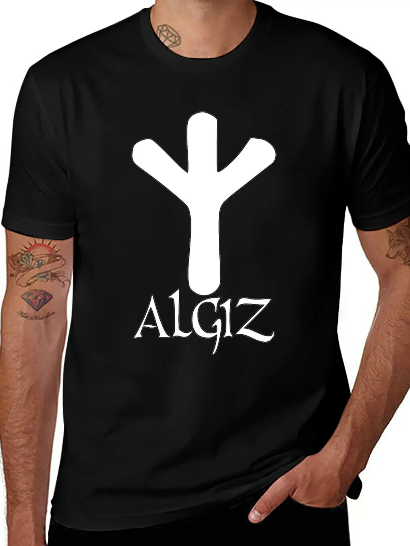 Algiz Rune Protection Rune Magical Powers Breathable Soft Cotton T-Shirt – Timeless Casual Look