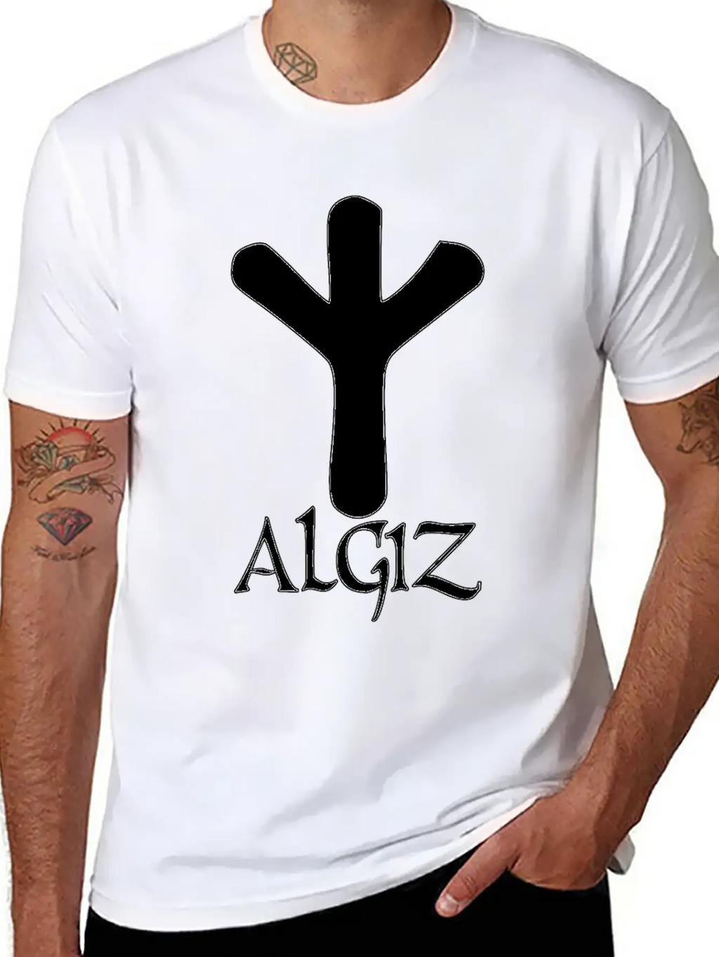 Algiz Rune Protection Rune Magical Powers Breathable Soft Cotton T-Shirt – Timeless Casual Look