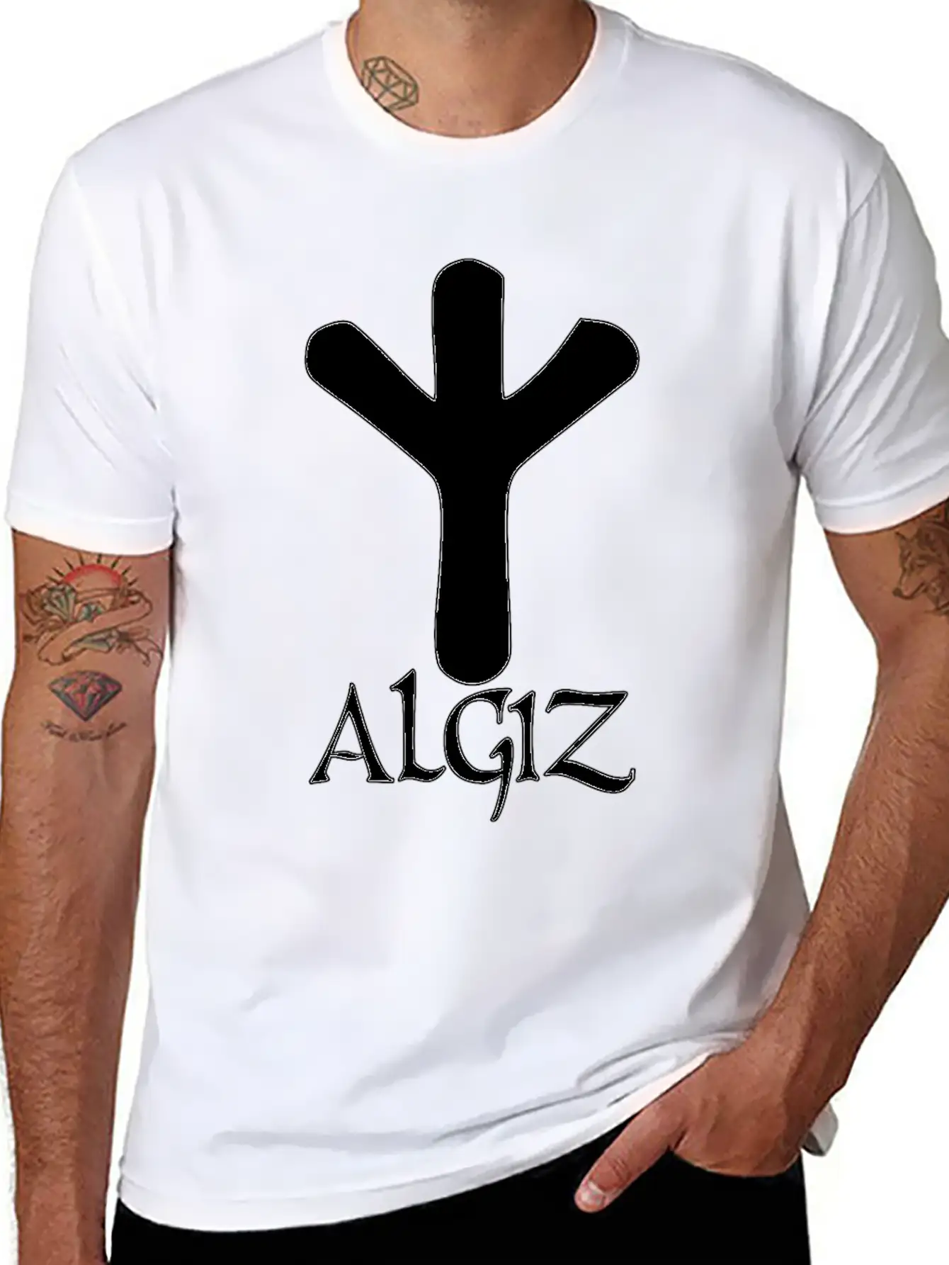 Algiz Rune Protection Rune Magical Powers Breathable Soft Cotton T-Shirt – Timeless Casual Look