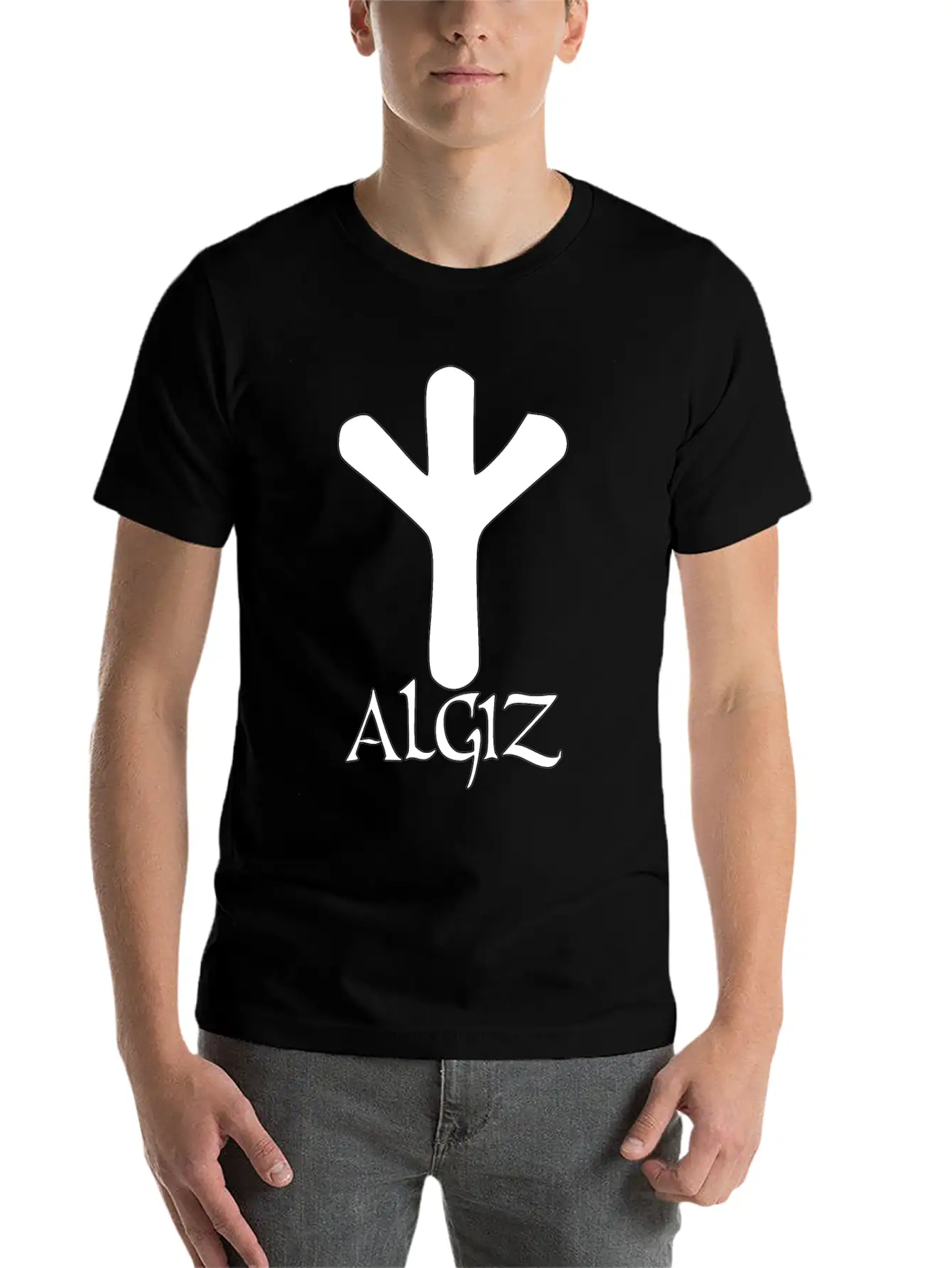 Algiz Rune Protection Rune Magical Powers Breathable Soft Cotton T-Shirt – Timeless Casual Look