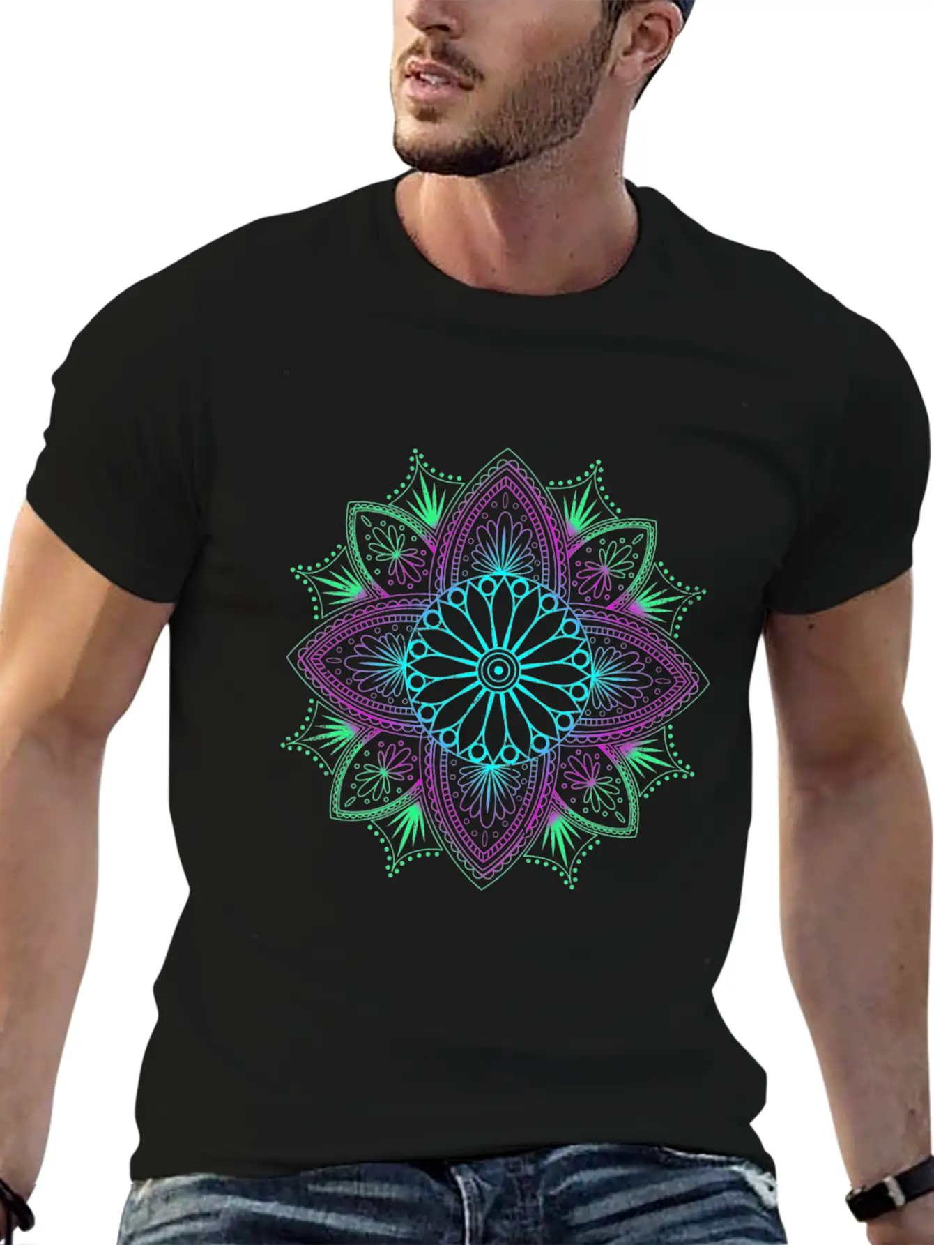 Algorithmic Fractal Art Floral Unisex Short Sleeve Soft Cotton T-Shirt – Casual Everyday Wear