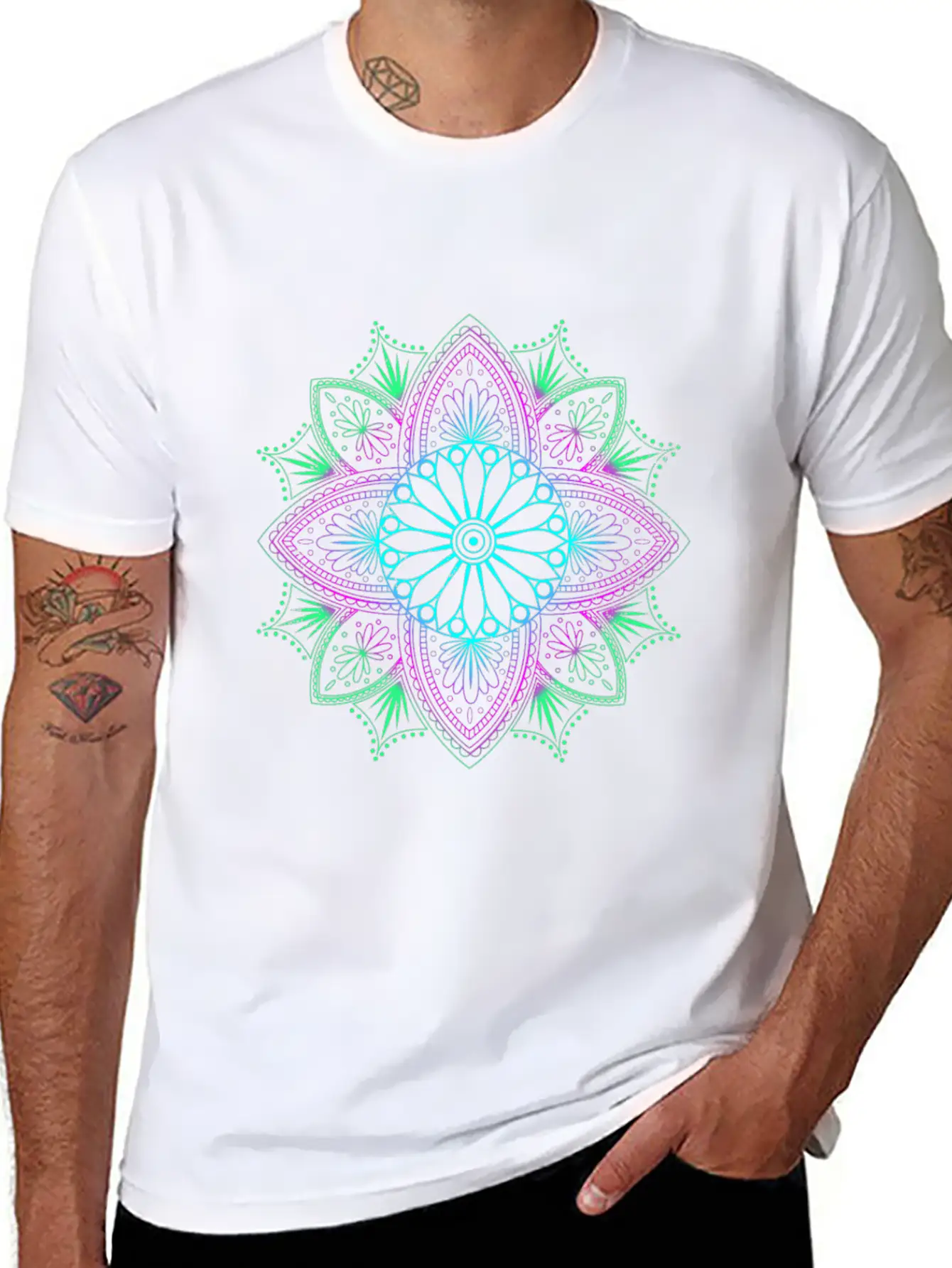 Algorithmic Fractal Art Floral Unisex Short Sleeve Soft Cotton T-Shirt – Casual Everyday Wear