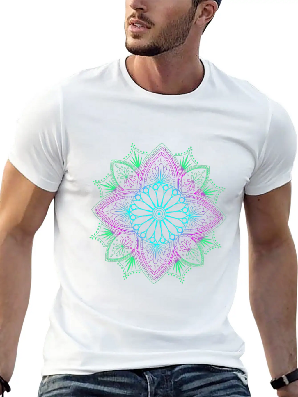 Algorithmic Fractal Art Floral Unisex Short Sleeve Soft Cotton T-Shirt – Casual Everyday Wear