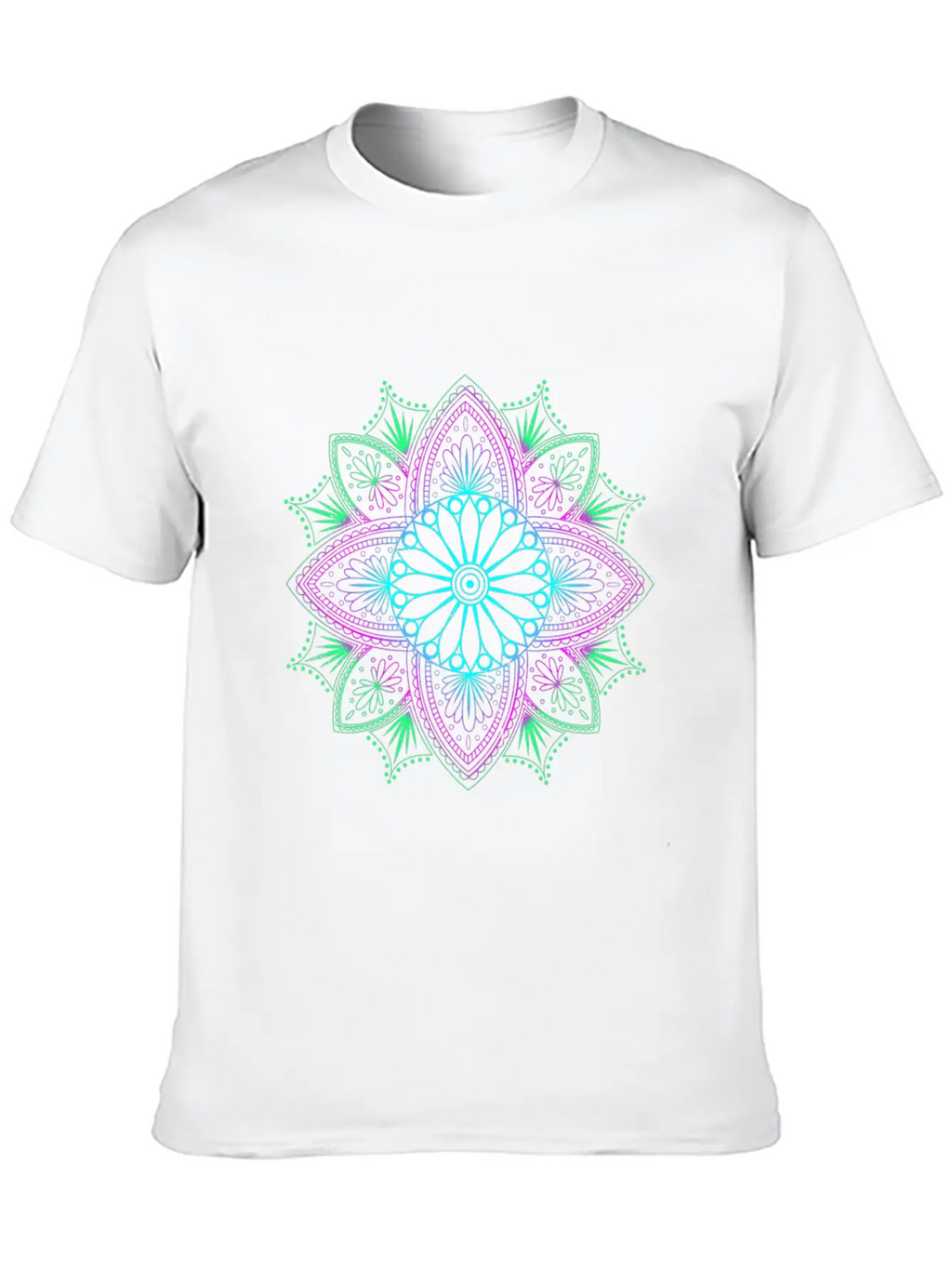 Algorithmic Fractal Art Floral Unisex Short Sleeve Soft Cotton T-Shirt – Casual Everyday Wear
