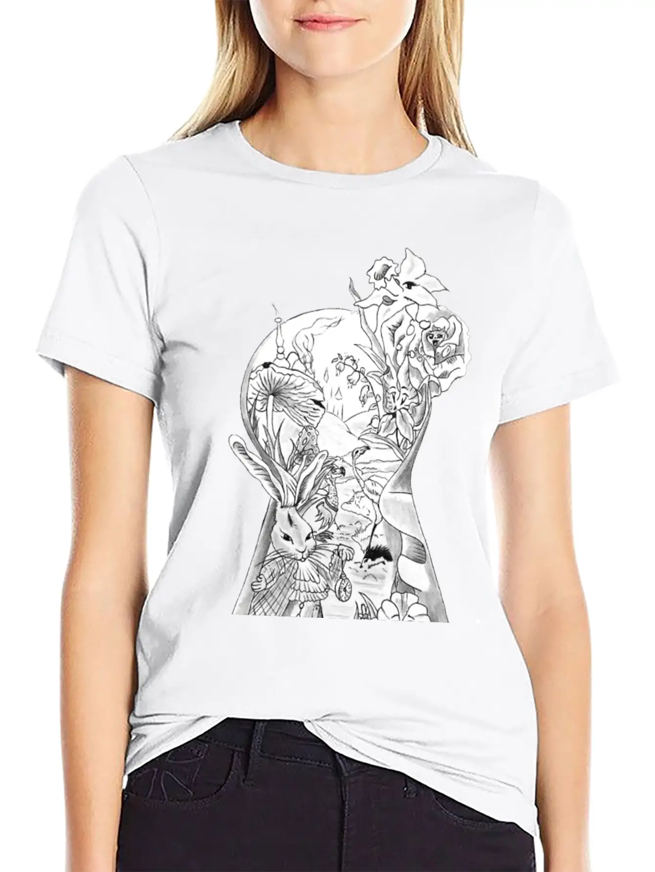 Alice In Wonderland Unisex Short Sleeve Soft Cotton T-Shirt – Casual Everyday Wear