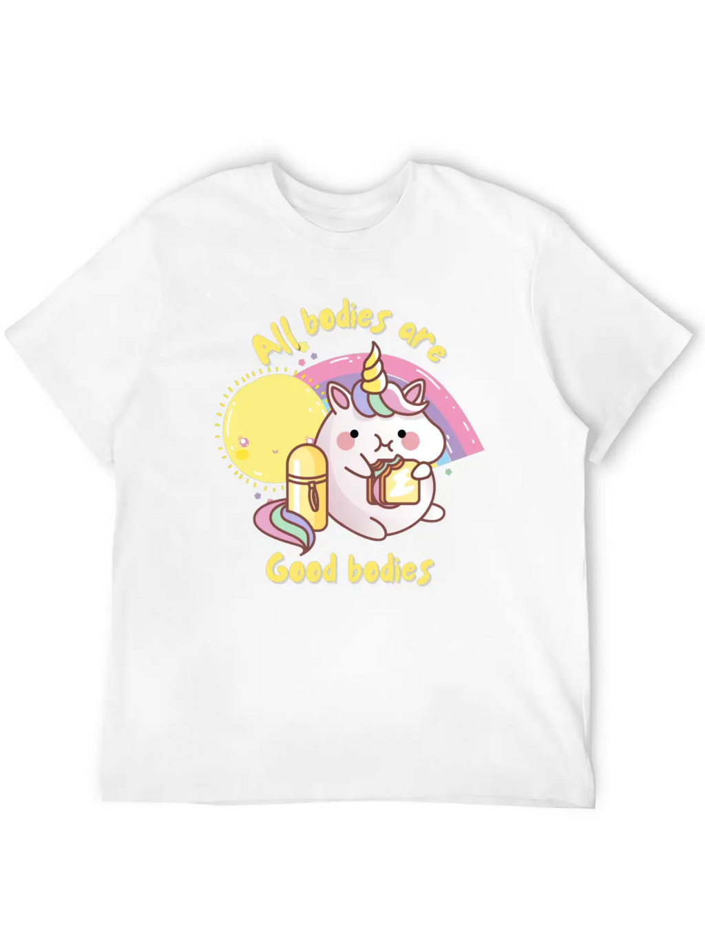 All Bodies Are Good Bodies, Funny Unicorn Unisex Casual T-Shirt – Clean Design For Daily Comfort