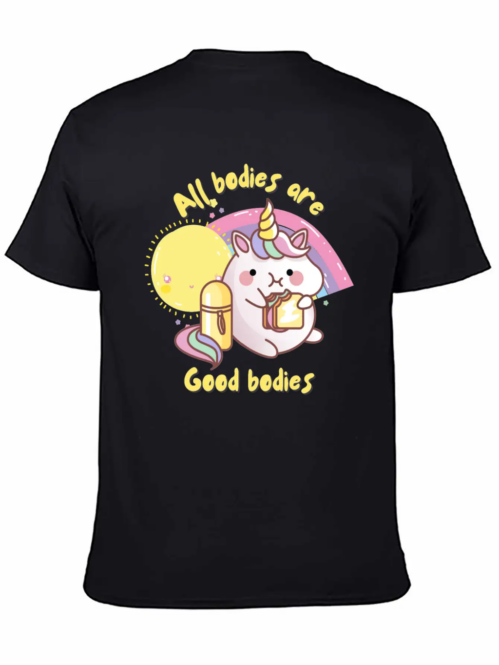 All Bodies Are Good Bodies, Funny Unicorn Unisex Casual T-Shirt – Clean Design For Daily Comfort