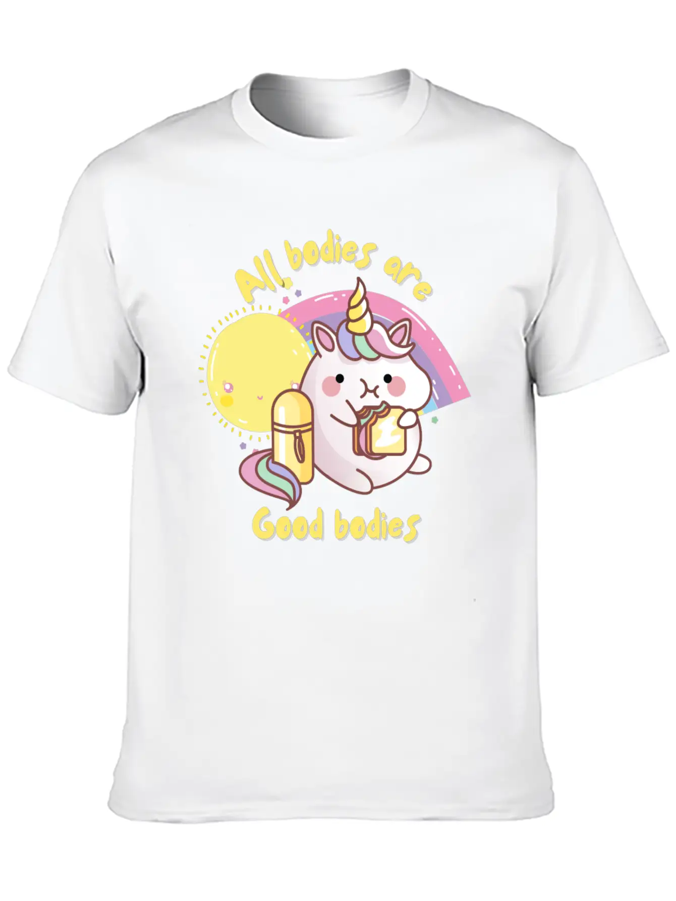 All Bodies Are Good Bodies, Funny Unicorn Unisex Casual T-Shirt – Clean Design For Daily Comfort