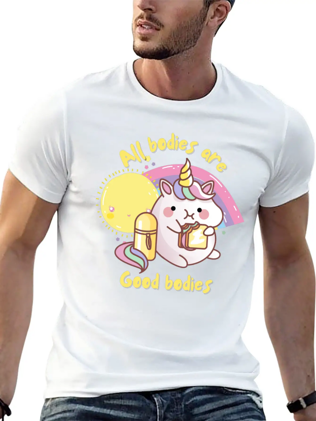 All Bodies Are Good Bodies, Funny Unicorn Unisex Casual T-Shirt – Clean Design For Daily Comfort