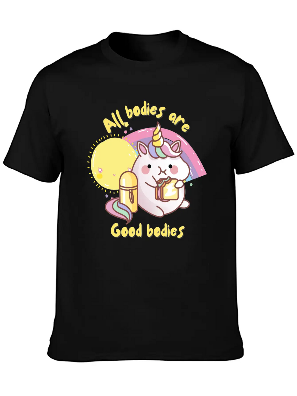 All Bodies Are Good Bodies, Funny Unicorn Unisex Casual T-Shirt – Clean Design For Daily Comfort