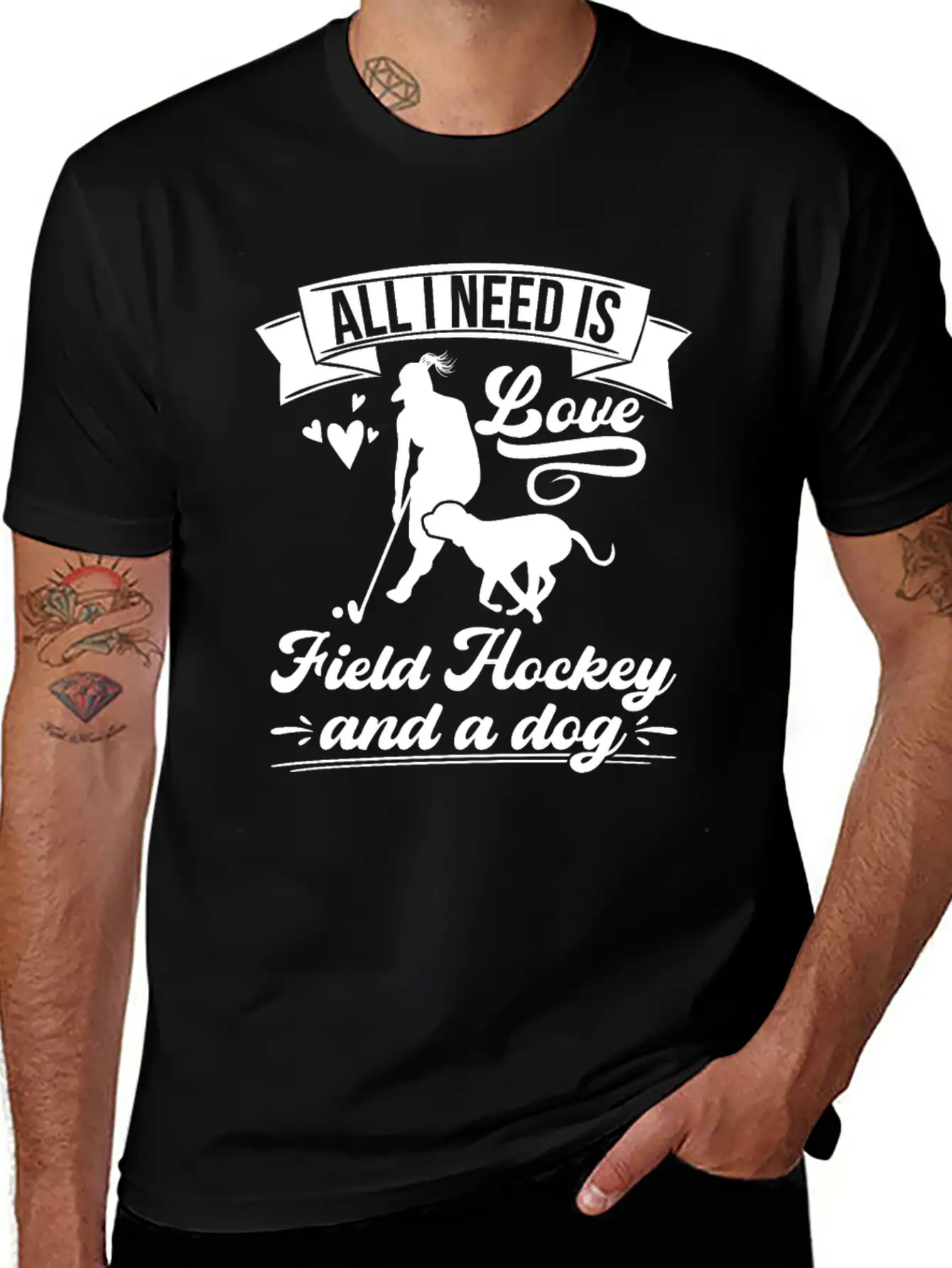 All I Need Love Field Hockey And A Dog Casual Graphic T-Shirt – Simple And Comfortable Daily Wear