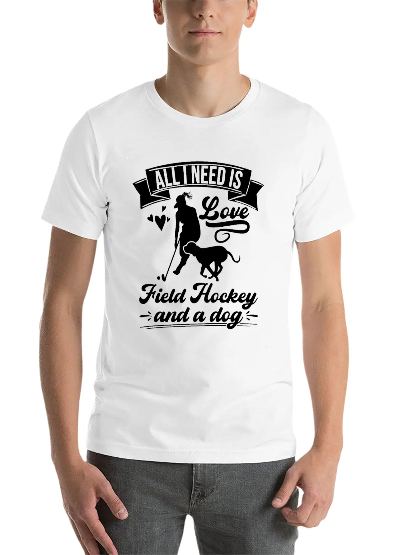 All I Need Love Field Hockey And A Dog Casual Graphic T-Shirt – Simple And Comfortable Daily Wear