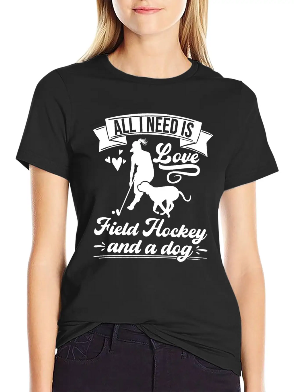 All I Need Love Field Hockey And A Dog Casual Graphic T-Shirt – Simple And Comfortable Daily Wear