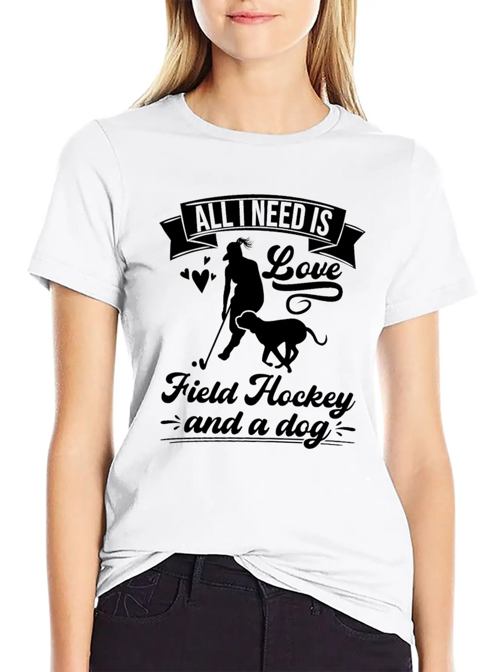 All I Need Love Field Hockey And A Dog Casual Graphic T-Shirt – Simple And Comfortable Daily Wear