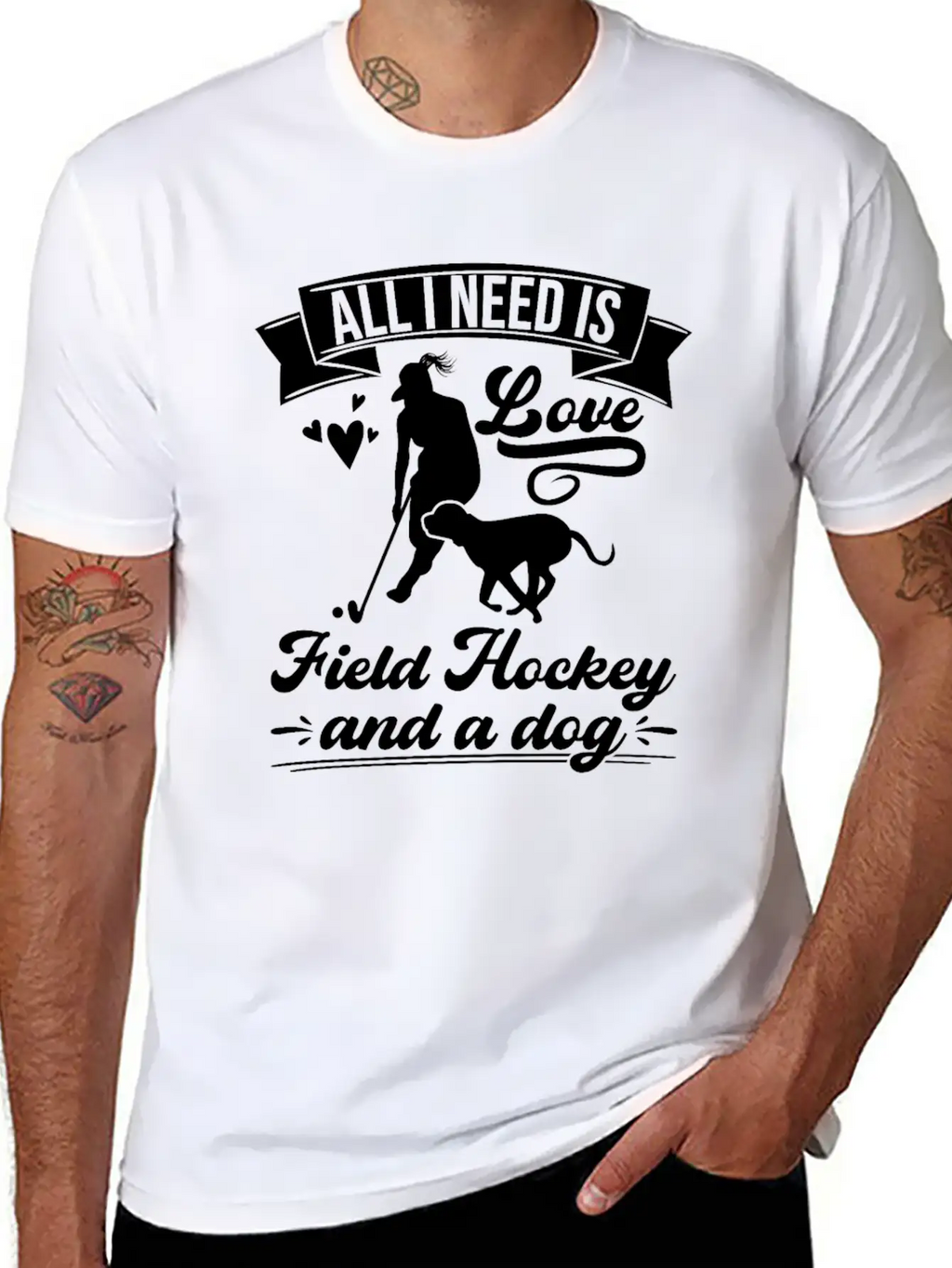 All I Need Love Field Hockey And A Dog Casual Graphic T-Shirt – Simple And Comfortable Daily Wear